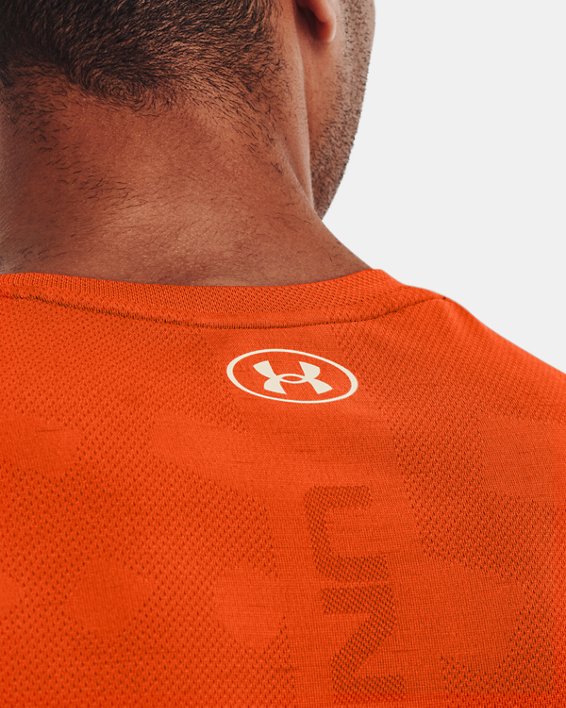 Men's UA Seamless Radial Short Sleeve, Orange, pdpMainDesktop image number 3